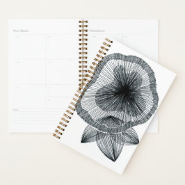 Abstrakter radialer Linienkunst-Blumen-Spiral-Plan Planer