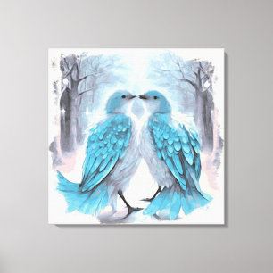 *~* Abstrakter Rahmen Love Birds AP54 Art Winter Leinwanddruck