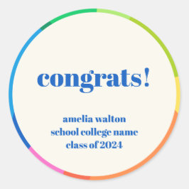 Abstrakter Rainbow Custom Abschluss Herzlichen Glü Runder Aufkleber