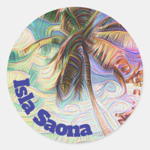 Abstrakter Rainbow Palm Tree auf der Isla Saona Ka Runder Aufkleber