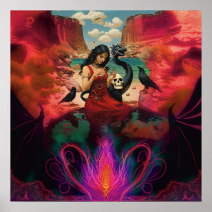 Abstrakter Raven Skull Hexy künstlerischer Wert Poster