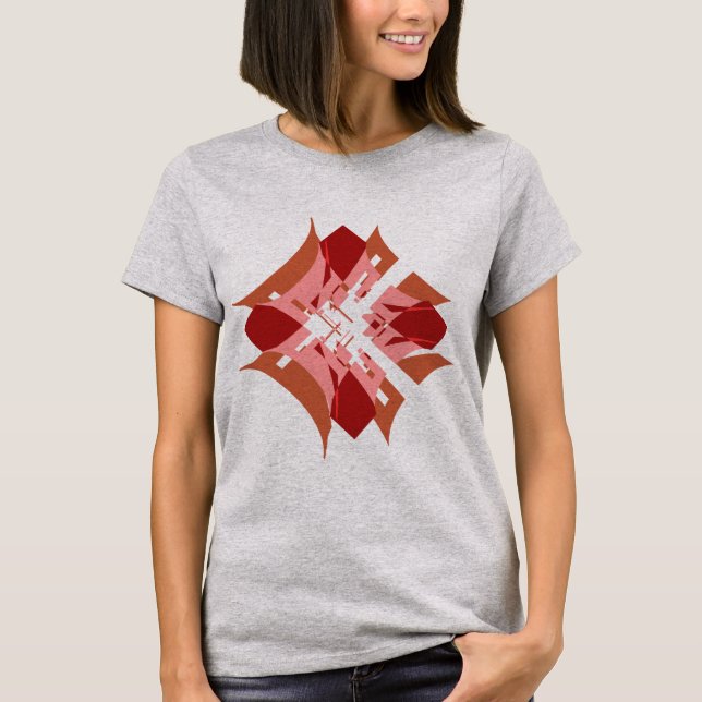 Abstrakter Red Tan Pink Diamant Pop Art Look T-Shirt (Vorderseite)