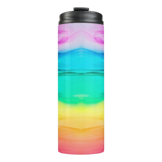 Abstrakter Regenbogen farbiger Hintergrund, Tapete Thermosbecher (Vorderseite)
