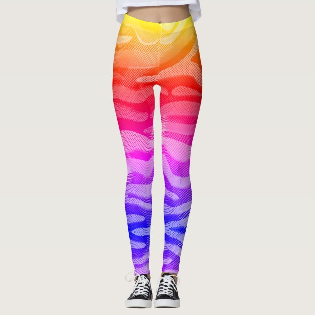 Abstrakter Regenbogen Gelb, Rot, Rosa, Blau Leggin Leggings (Vorderseite)