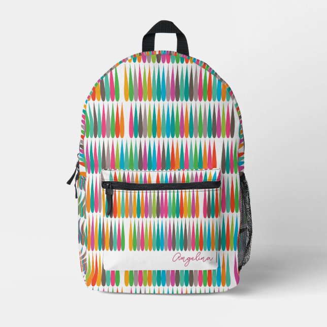 Abstrakter Regenbogen-Individuelle Name Bedruckter Rucksack (Vorderseite)