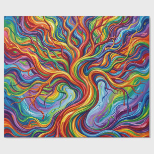 Abstrakter Regenbogen-Lebensbaum-Wrap-Papier Geschenkpapier