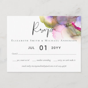 Abstrakter Regenbogen Lila Hochzeit Postkarte