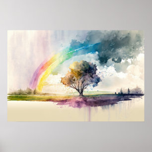 Abstrakter Regenbogen nach Regenwasser Poster