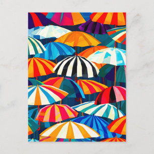 Abstrakter Regenbogen Strand Umbrella Feiertagspostkarte