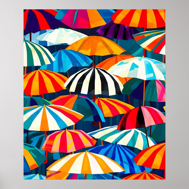 Abstrakter Regenbogen Strand Umbrella Poster (Vorne)