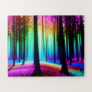 Abstrakter Regenbogenbewald Puzzle