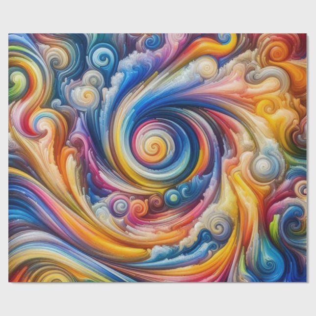 Abstrakter Regenbogenwirbel Geschenkpapier (Flach)