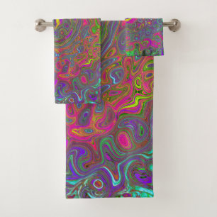 Abstrakter Retro-Flüssig-Swirl, schlaff Badhandtuch Set