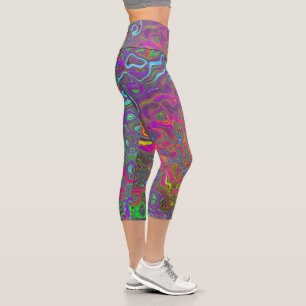 Abstrakter Retro-Flüssig-Swirl, schlaff Capri Leggings