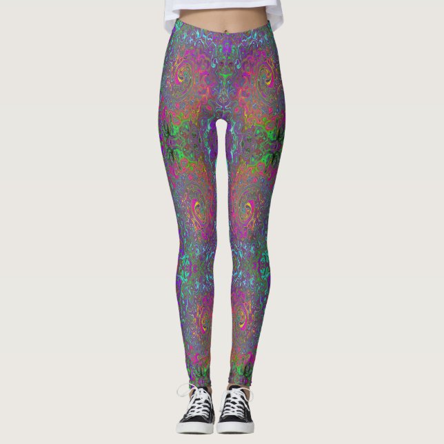 Abstrakter Retro-Flüssig-Swirl, schlaff Leggings (Vorderseite)