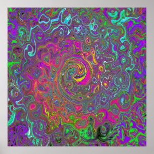 Abstrakter Retro-Flüssig-Swirl, schlaff Poster