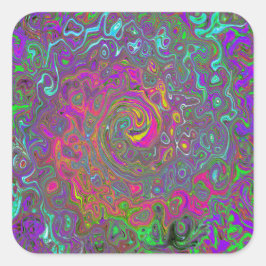 Abstrakter Retro-Flüssig-Swirl, schlaff Quadratischer Aufkleber