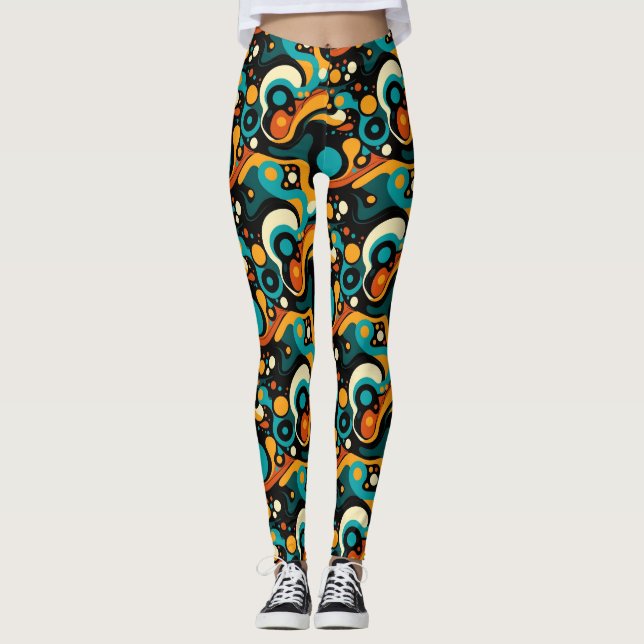 Abstrakter Retro-Funk Leggings (Vorderseite)