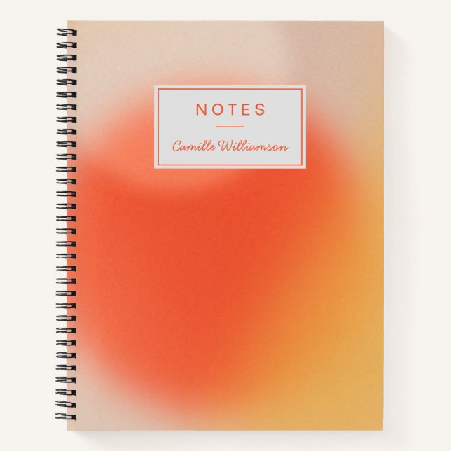 Abstrakter Retro-Gradient Orange-Individuelle Name Notizbuch (Vorderseite)
