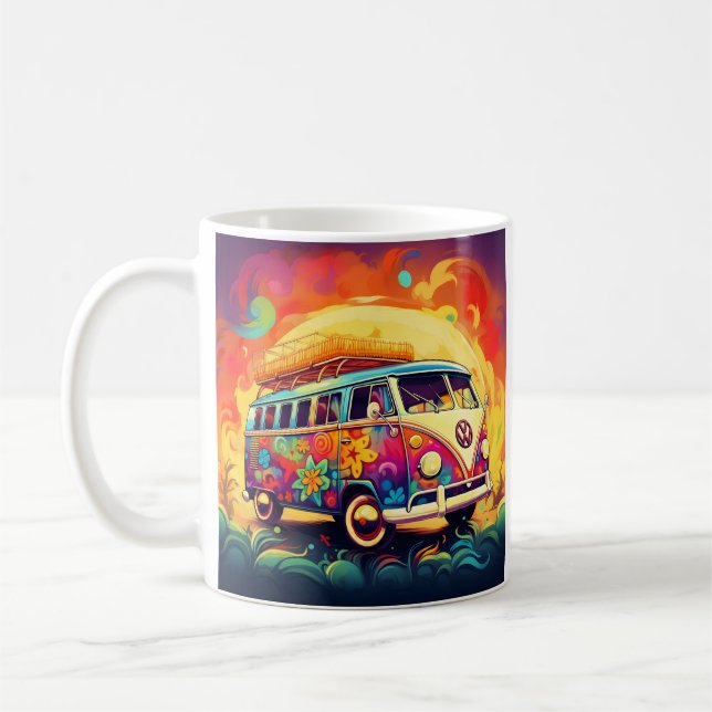 abstrakter Retro-Hippie-van Kaffeetasse (Links)