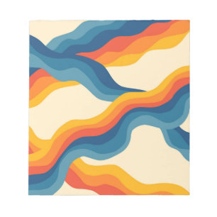 Abstrakter Retro Orange Blue Wavy Strip Fett moder Notizblock