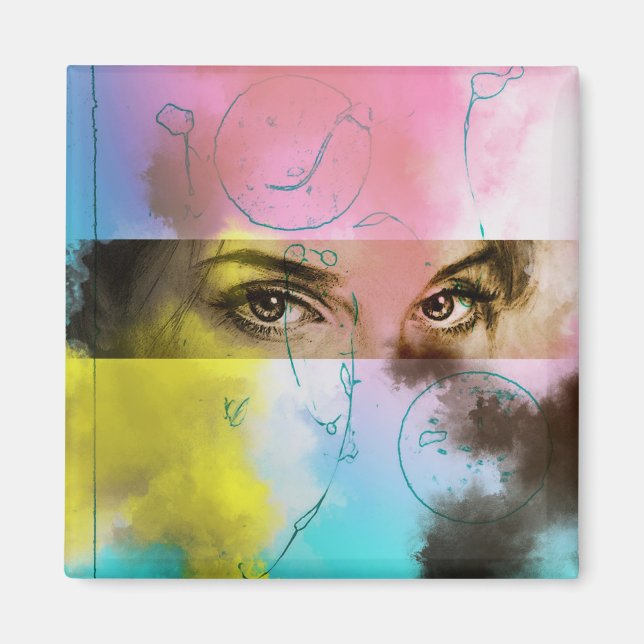 Abstrakter Retro Pop Art Magnet (Vorne)