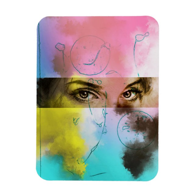 Abstrakter Retro Pop Kunst, Foto Magnet (Vertikal)