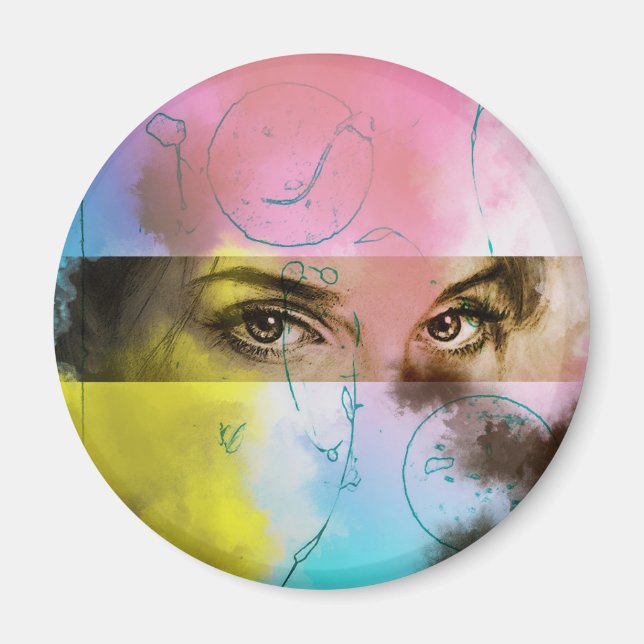 Abstrakter Retro Pop Kunst, Kultur und Kunst Magnet (Vorne)