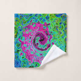Abstrakter Retro-Swirl in Pink und Blau Groovy Waschlappen