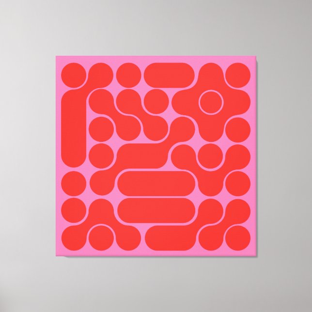 abstrakter Retro- und Hot-Pink-Kreis Leinwanddruck (Vorderseite)