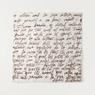 Abstrakter retro unlesbarer brauner Text in Tinte Wandteppich