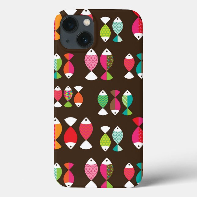 Abstrakter Retrofisch unter Wasser Muster 2 Case-Mate iPhone Hülle (Rückseite)