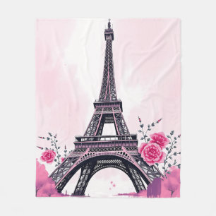 Abstrakter rosa Eiffelturm Kunst Fleecedecke