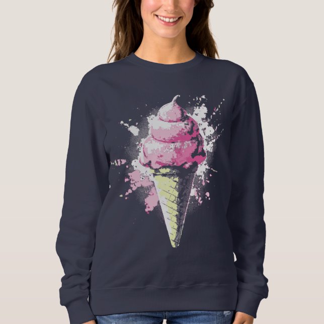Abstrakter rosa Eiscreme-Splatter in Bedrängnis Sweatshirt (Vorderseite)