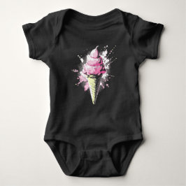 Abstrakter rosa Eiscreme-Splatter mit Distressed-E Baby Strampler