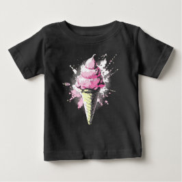 Abstrakter rosa Eiscreme-Splatter mit Distressed-E Baby T-shirt