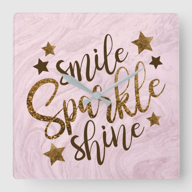 Abstrakter rosa motivierend quadratische wanduhr (Vorderseite)