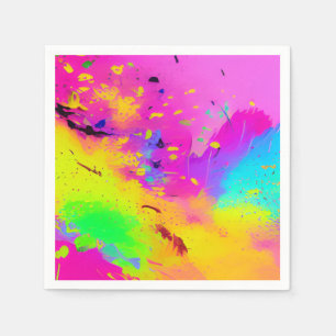 Abstrakter rosa Neon-Farbspritzer Serviette
