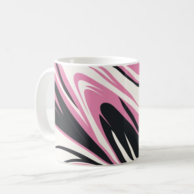 Abstrakter, rosa, schwarz und weiß kaffeetasse (Vorderseite Links)