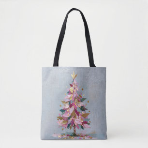 Abstrakter rosa und goldener Impasto-Weihnachtsbau