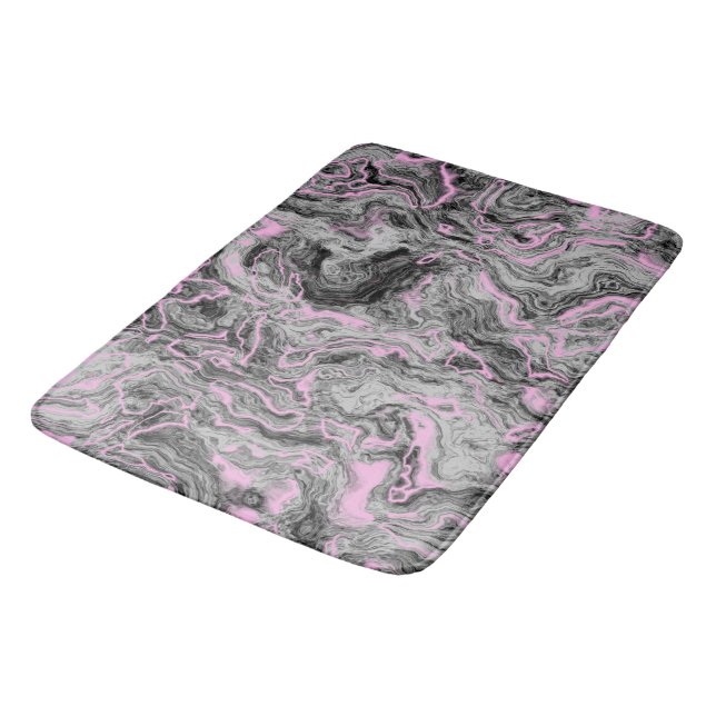 Abstrakter rosa und grauer Marmor Badematte (Schrägansicht)