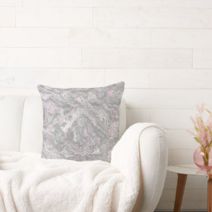 Abstrakter rosa und grauer Marmor Kissen