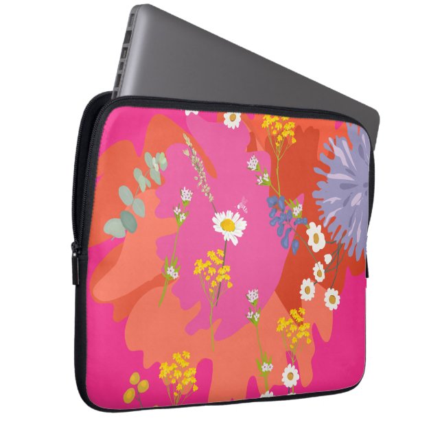 Abstrakter Rosa- und Orangengarten Laptopschutzhülle (Vorne Rechts)