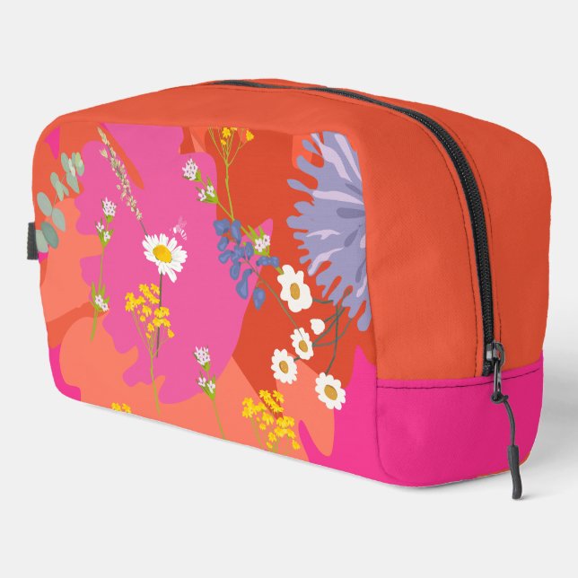 Abstrakter Rosa- und Orangengarten Waschbeutel (Rechte Ecke)