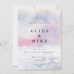 Abstrakter rosa und violetter Aquarell-Hintergrund Einladung
