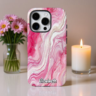 Abstrakter rosa und weißer Marmor iPhone 16 Pro Hülle