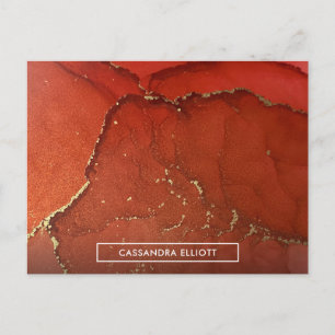 Abstrakter Rot & Gold Alkohol Tinte Flüssigkeiten  Postkarte