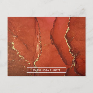 Abstrakter Rot & Gold Alkohol Tinte Flüssigkeiten  Postkarte