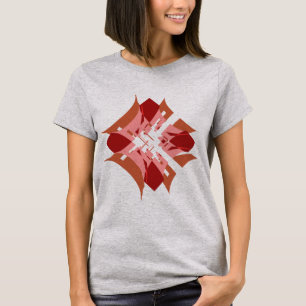 Abstrakter roter, brauner, rosa Diamant Blumen Pop T-Shirt