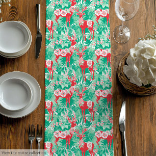 Abstrakter roter grüner preppy Weihnachtstischläuf Mittelgroßer Tischläufer